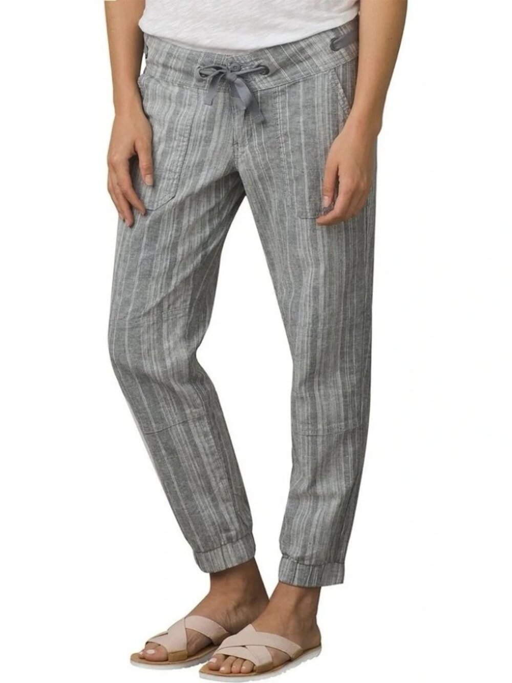 Prana Sun Bleached Blue‎ Stripes Steph Jogger Pants Size 4